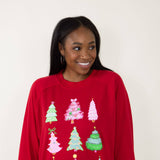 Simply Southern Christmas Tree Sweatshirt for Women in Red