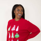 Simply Southern Christmas Tree Sweatshirt for Women in Red