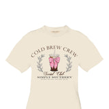 Simply Southern Plus Size Cold Brew Crew T-Shirt for Women in Ivory 