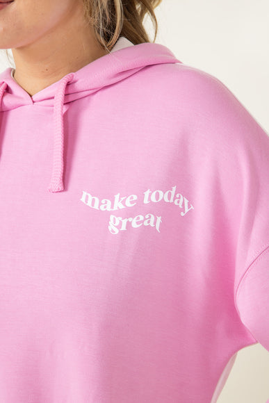 Simply Southern Color Block Make Today Great Cropped Hoodie for Women in Pink