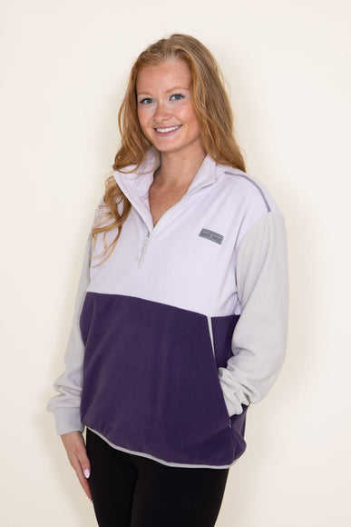 Simply Southern Color Block Quarter Zip Pullover for Women in Purple