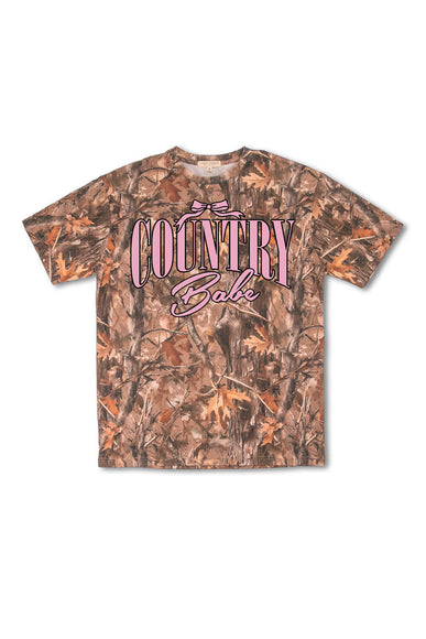 Simply Southern Plus Size Camo Country Babe T-Shirt for Women in Brown