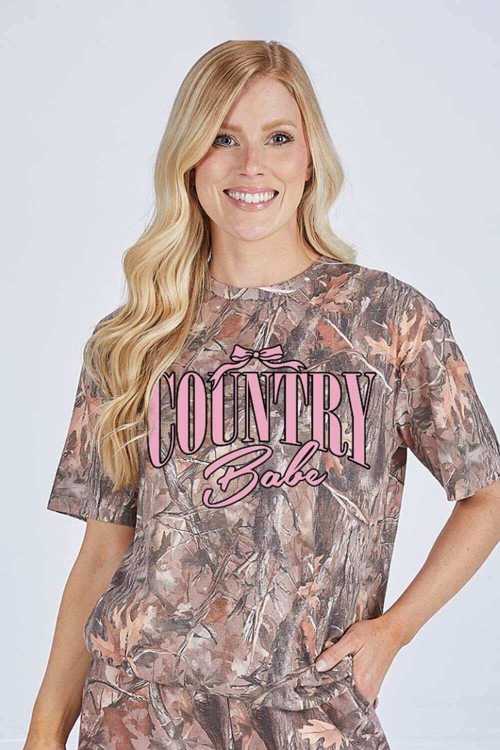 Simply Southern Camo Country Babe T-Shirt for Women in Brown