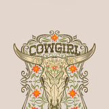 Simply Southern Plus Size Cowgirl Vibes T-Shirt for Women in Washed Ecru