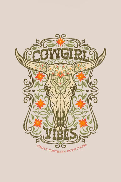 Simply Southern Plus Size Cowgirl Vibes T-Shirt for Women in Washed Ecru