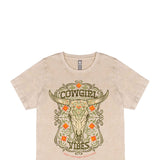 Simply Southern Cowgirl Vibes T-Shirt for Women in Washed Ecru