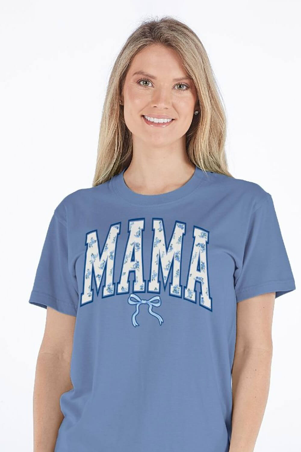 Womens Simply Southern Shirts Floral Mama T-Shirt for Women in Blue