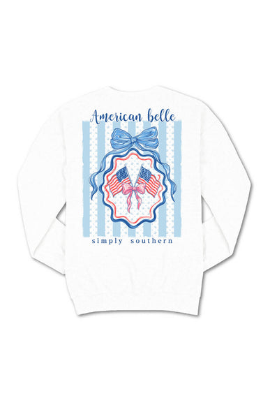 Womens Simply Southern American Belle Fleece Sweatshirt for Women in White