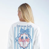 Womens Simply Southern American Belle Fleece Sweatshirt for Women in White