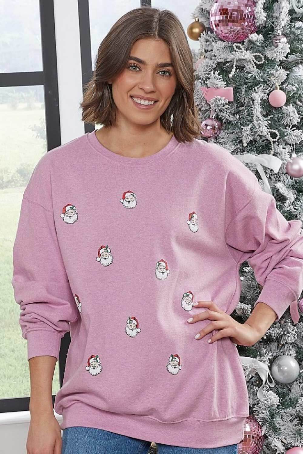 Simply Southern Santa Crewneck for Women in Pink