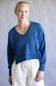 Simply Southern V-Neck Crop Pullover Top for Women in Dark Blue