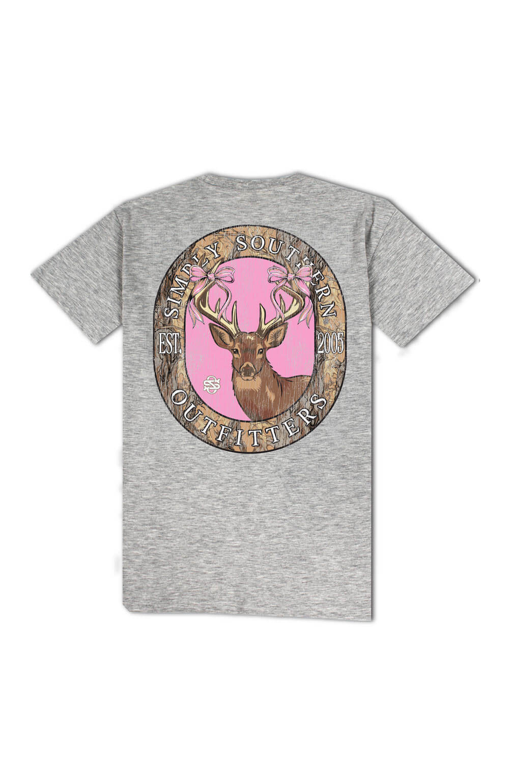Womens Simply Southern Plus Size Camo Deer Circle T-Shirt for Women in Heather Grey