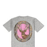 Simply Southern Plus Size Camo Deer Circle T-Shirt for Women in Heather Grey