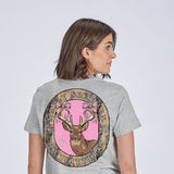 Simply Southern Camo Deer Circle T-Shirt for Women in Heather Grey