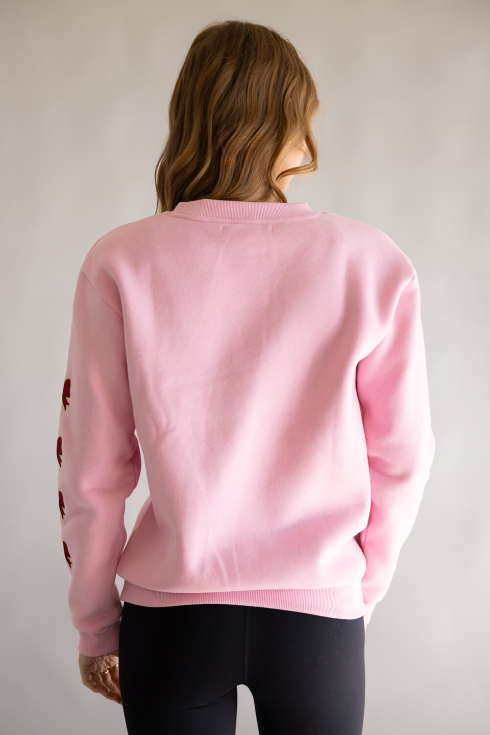 Simply Southern Embroidered Holiday Bow Sweatshirt for Women in Pink