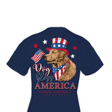 Womens Plus Size Simply Southern Plus Size Dog Loves America T-Shirt for Women in Blue