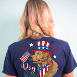 Womens Simply Southern Shirts Dog Loves America T-Shirt for Women in Blue 