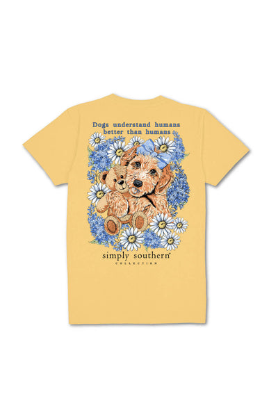 Womens Simply Southern Youth Dogs Understand T-Shirt for Girls in Yellow