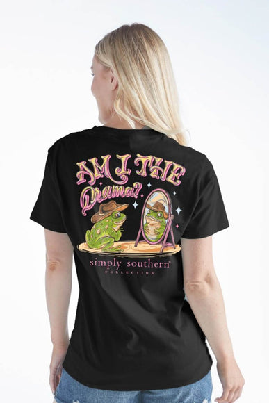 Simply Southern Womens Drama T-shirt for Women in Black