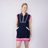 Womens Simply Southern Quarter Zip Lounger Dress for Women in Royal Blue