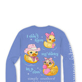 Simply Southern Long Sleeve Ducks In A Row T-Shirt for Women in Vista Blue