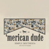 Men's Simply Southern Shirts logo ‘Merican Dude T-Shirt for Men in Wisp