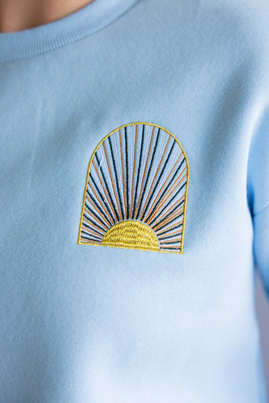 Simply Southern Embroidered Dilara Be The Light Crewneck for Women in Light Blue