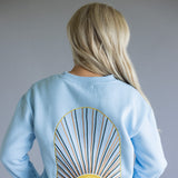 Simply Southern Embroidered Dilara Be The Light Crewneck for Women in Light Blue