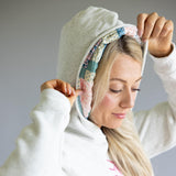 Simply Southern Embroidered Dilara Bow Hoodie for Women in Heather Grey