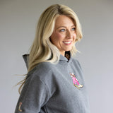 Simply Southern Embroidered Dilara Boots Hoodie for Women in Charcoal Grey