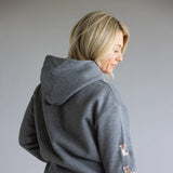 Simply Southern Embroidered Dilara Boots Hoodie for Women in Charcoal Grey