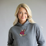 Simply Southern Embroidered Dilara Boots Hoodie for Women in Charcoal Grey