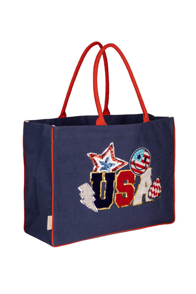 Simply Southern Everyday USA Patch Canvas Tote Bag in Navy