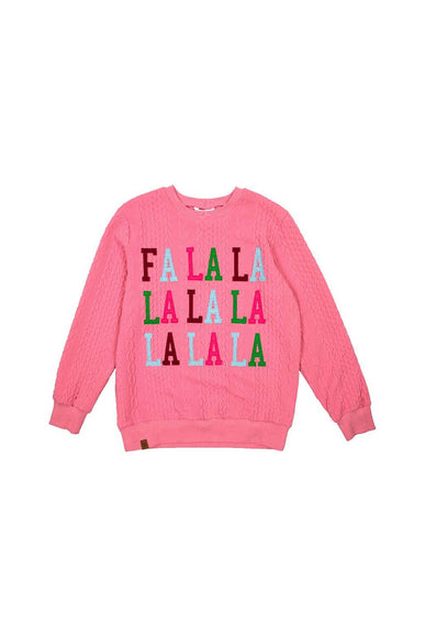 Simply Southern Girls Youth Fa La La Braid Sweater for Girls in Pink