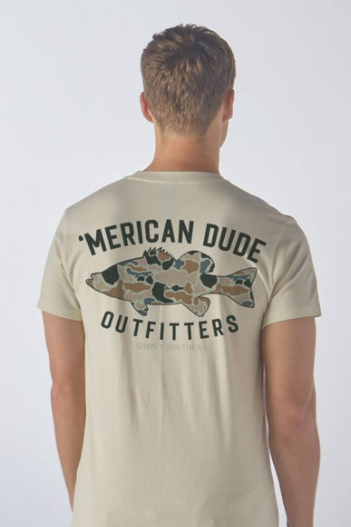 Simply Southern Mens Camo Fish T-Shirt for Men in Beige