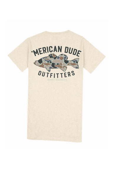 Simply Southern Mens Camo Fish T-Shirt for Men in Beige