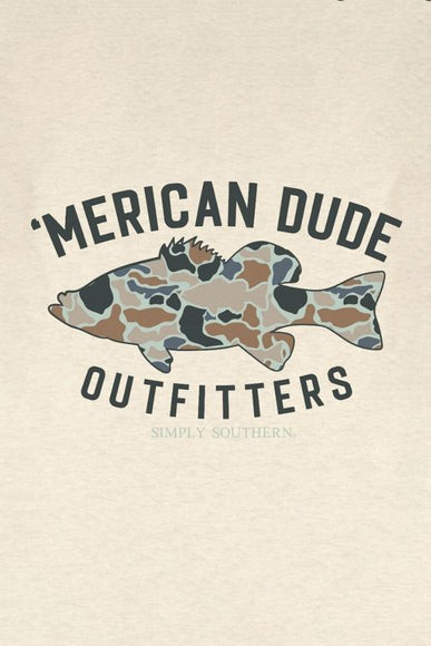 Simply Southern Mens Camo Fish T-Shirt for Men in Beige
