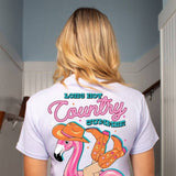 Simply Southern Womens Shirts Flamingo T-Shirt for Women in Purple