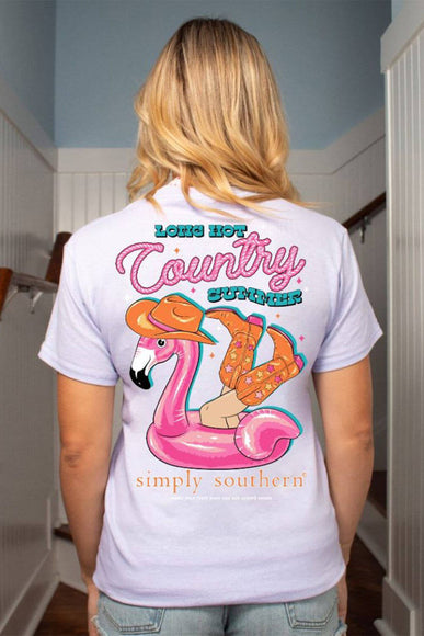 Simply Southern Womens Shirts Flamingo T-Shirt for Women in Purple