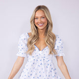 Simply Southern Flower Dot Sweetheart Neckline Tie Back Dress for Women in White