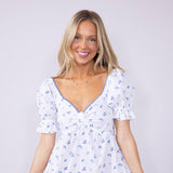 Simply Southern Flower Dot Sweetheart Neckline Tie Back Dress for Women in White