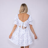 Simply Southern Flower Dot Sweetheart Neckline Tie Back Dress for Women in White