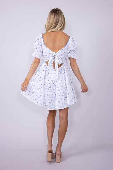 Simply Southern Flower Dot Sweetheart Neckline Tie Back Dress for Women in White