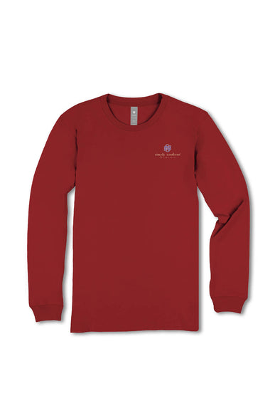 Simply Southern Plus Size Follow the Word Long Sleeve T-shirt for Women in Carmine