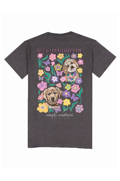 Simply Southern Plus Size Four Legged T-shirt for Women in Iron Heather Grey