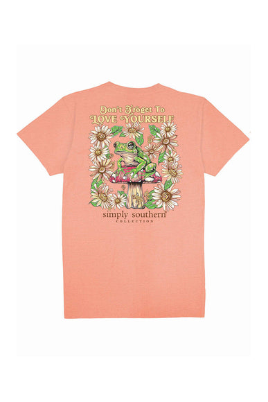 Simply Southern Plus Size Frog Love Yourself T-Shirt for Women in Peach