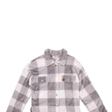 Womens Simply Southern Furry Snap Shacket for Women in Grey Plaid