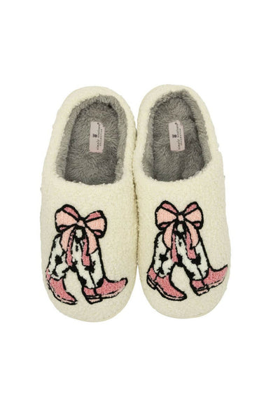 Simply Southern Fuzzy Boot Slippers for Women in Cream