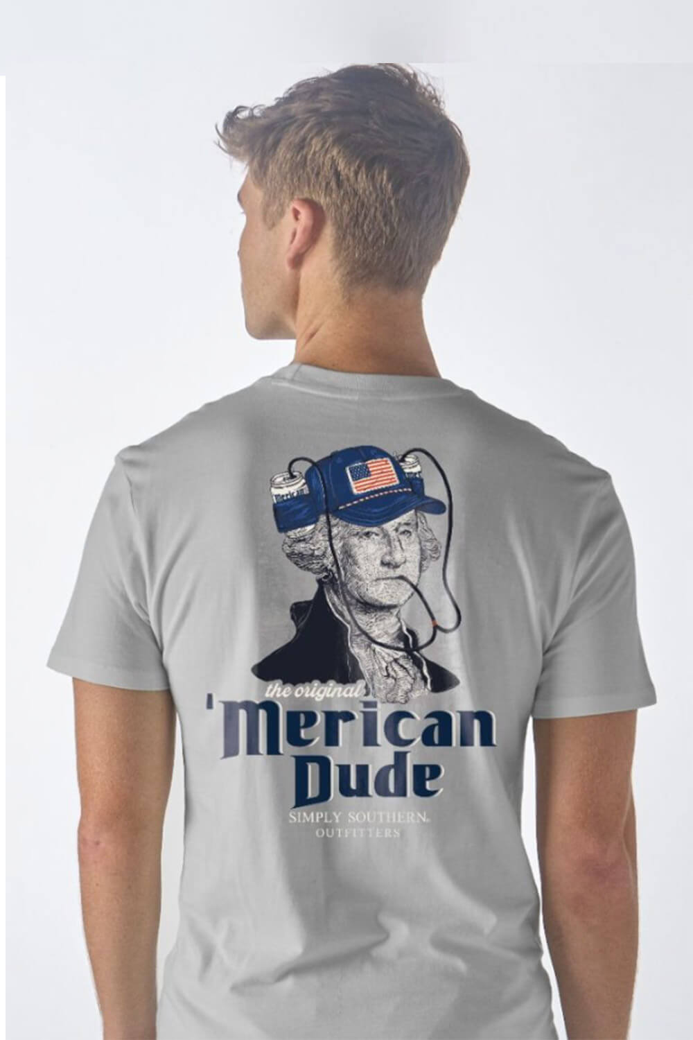 Simply Southern Men's Shirts USA George T-Shirt for Men in Grey