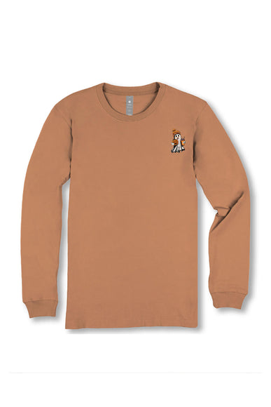 Simply Southern Womens Shirt Too Cute To Spook Long Sleeve T-Shirt for Women in Chestnut